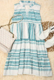 Fashion Casual Print Split Joint V Neck Princess Dresses
