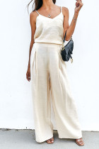 Fashion Sportswear Solid Split Joint V Neck Sleeveless Two Pieces