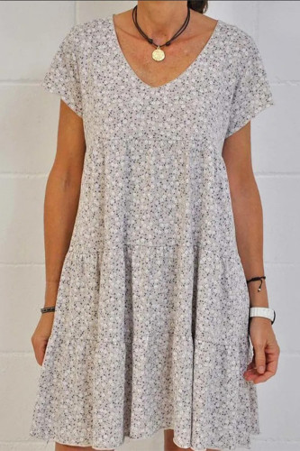 Casual Sweet Print Patchwork V Neck A Line Dresses