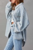 Casual Solid Patchwork Turndown Collar Long Sleeve Regular Denim Jacket