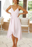 Solid color V-neck strap dress
