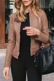 Street Elegant Solid Patchwork Zipper Mandarin Collar Outerwear