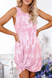 Fashion Simplicity Tie Dye O Neck A Line Dresses
