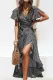 Fashion Street Print Slit V Neck Irregular Dresses