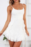 Fashion Street Print Flounce Spaghetti Strap Sling Dresses