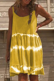 Fashion Casual Print Split Joint Spaghetti Strap Princess Dresses