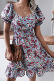 Fashion Casual Print Split Joint Square Collar A Line Dresses