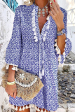 Casual Elegant Floral Tassel Split Joint V Neck A Line Dresses