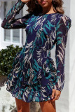 Fashion Casual Print Backless O Neck A Line Dresses