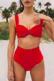 Sexy Solid Backless Fold Swimwears