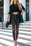Fashion Solid Solid Color Turn-back Collar Outerwear