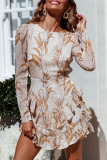 Fashion Casual Print Backless O Neck A Line Dresses
