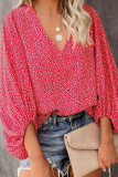 Elegant Print Floral Basic V Neck Tops