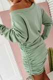 Street Solid Patchwork Frenulum O Neck Pencil Skirt Dresses