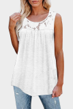 Casual Patchwork Lace Hollowed Out O Neck T-Shirts