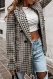 Fashion Elegant Geometric Patchwork Buckle Turn-back Collar Outerwear