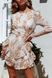 Fashion Casual Print Backless O Neck A Line Dresses