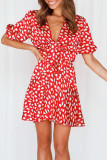 Fashion Casual Print Split Joint V Neck A Line Dresses