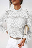 Fashion Sweet Solid Patchwork O Neck Tops