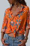 Casual Print V Neck Mid Waist Tops