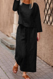 Casual Solid Solid Color O Neck Long Sleeve Two Pieces