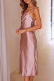 Fashion Celebrities Solid Split Joint Spaghetti Strap A Line Dresses