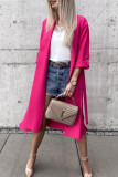Elegant Solid Solid Color Turn-back Collar Outerwear