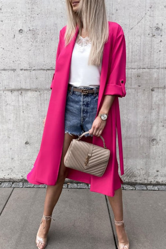 Elegant Solid Solid Color Turn-back Collar Outerwear