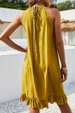 Fashion Casual Solid Split Joint Halter A Line Dresses