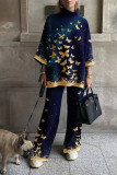 Casual Street Print Printing Half A Turtleneck Three Quarter Two Pieces