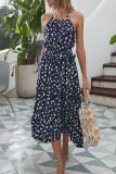Fashion Street Dot O Neck Printed Dress Dresses