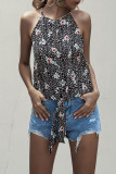 Fashion Casual Print Frenulum Halter Tops