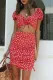 Fashion Street Print Split Joint V Neck Short Sleeve Two Pieces