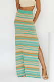 Street Striped Slit Regular Type A Full Print Bottoms