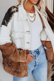 Casual Patchwork Camouflage Print Tassel Buckle Turndown Collar Outerwear