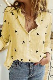 Fashion Casual Polka Dot Patchwork Printing Turndown Collar Tops