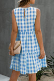 Fashion Street Plaid Split Joint O Neck Princess Dresses