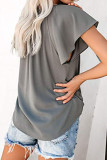 Fashion Casual Print Split Joint V Neck Tops