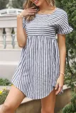 Elegant Striped Split Joint Asymmetrical A Line Dresses