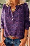 Vintage Print V Neck Mid Waist Tops