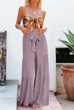 Casual Solid Bandage Loose High Waist Wide Leg Solid Color Bottoms