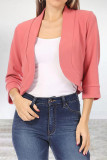 Elegant Solid Color Mandarin Collar Outerwear
