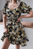 Fashion Casual Print Split Joint Square Collar A Line Dresses