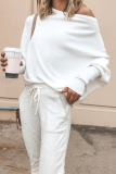 Casual Solid Patchwork One Shoulder Tops