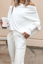 Casual Solid Patchwork One Shoulder Tops