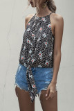 Fashion Casual Print Frenulum Halter Tops