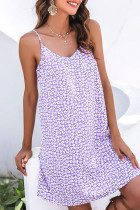 Fashion Street Print Split Joint Spaghetti Strap A Line Dresses