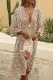 Fashion Vintage Print Patchwork V Neck Printed Dress Dresses