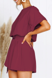 Fashion Sweet Solid Buttons Without Belt Loose Rompers