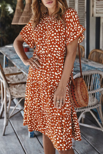 Fashion Street Print Flounce O Neck Printed Dress Dresses